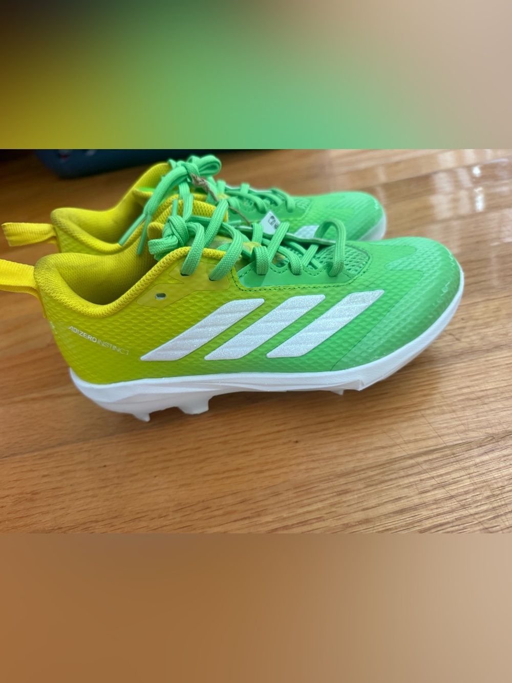Adidas Adizero Kids Green/Yellow Sport Cleats - Lightweight Performance